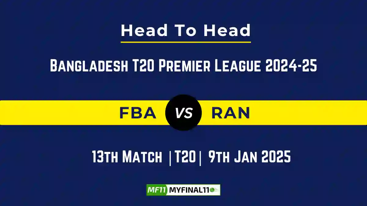 FBA vs RAN Player Battle, Head to Head Team Stats, Team Record – Bangladesh T20 Premier League 2024-25