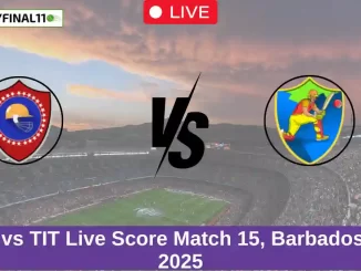 GUA vs TIT Live Score Match 15, Barbados T10, 2025