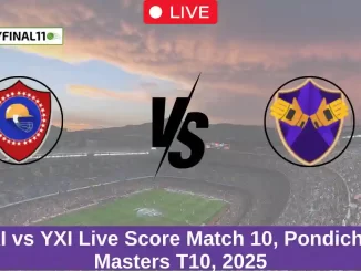 PNXI vs YXI Live Score Match 10, Pondicherry Masters T10, 2025