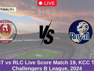 PST vs RLC Live Score Match 19, KCC T20 Challengers B League, 2024