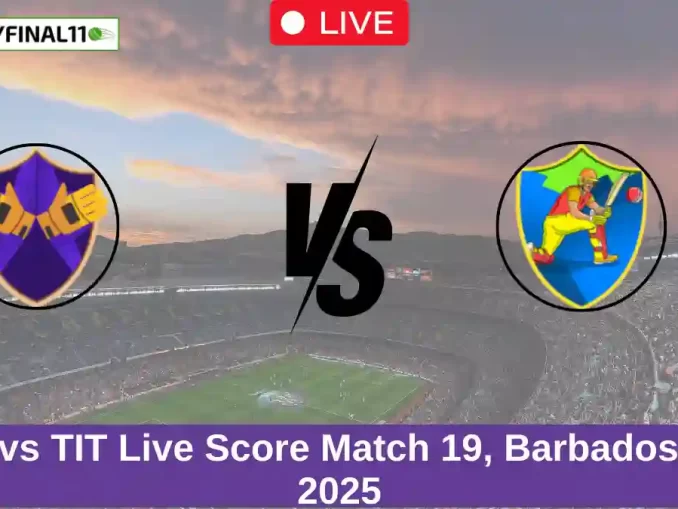 SET vs TIT Live Score Match 19, Barbados T10, 2025