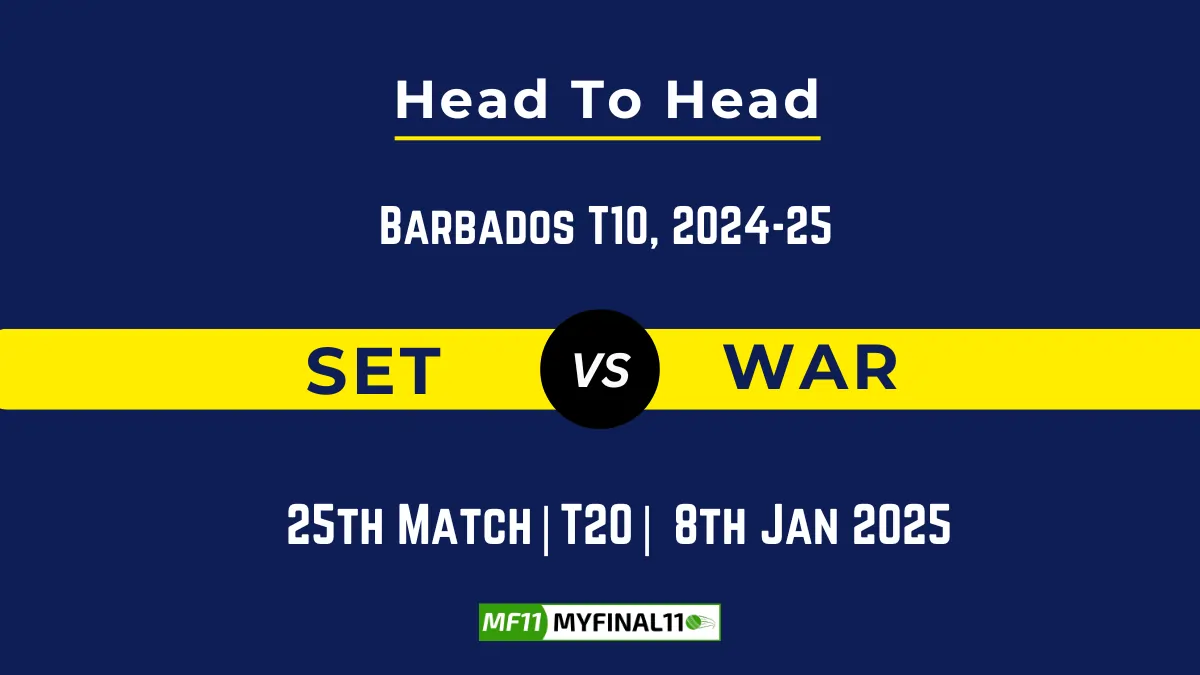 SET vs WAR Player Battle, Head to Head Team Stats, Team Record – Barbados T10, 2024