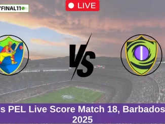 TIT vs PEL Live Score Match 18, Barbados T10, 2025