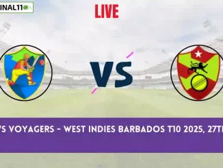 TIT vs VOY Live Score Scorecard, Ball by Ball Commentary - Match 27, West Indies Barbados T10 2025