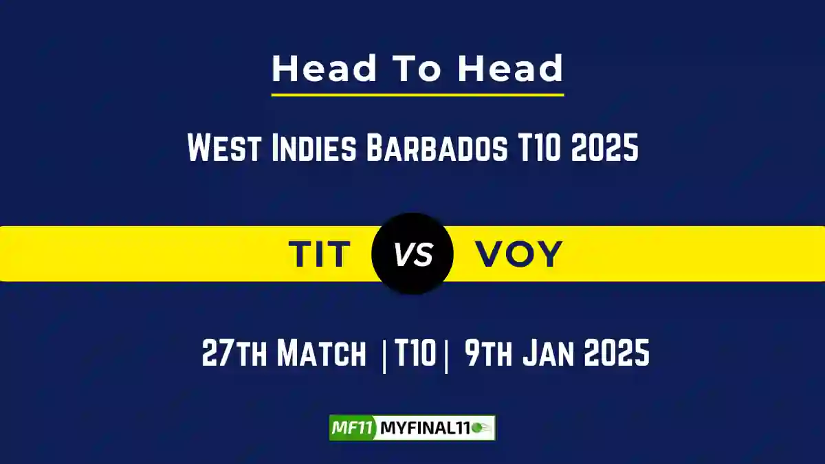 TIT vs VOY Player Battle, Head to Head Team Stats, Team Record – West Indies Barbados T10 2025