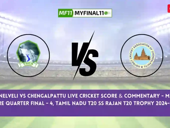 TNL vs CHP Live Score Scorecard, Ball by Ball Commentary - Pre Quarter Final - 4, S.S.Rajan T20 Trophy 2024