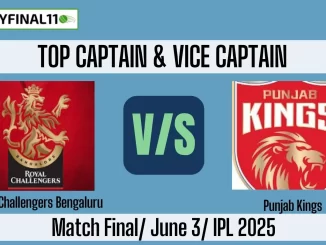 RCB vs PBKS Top 3 Captain and Vice-Captain Pick Final, IPL 2025